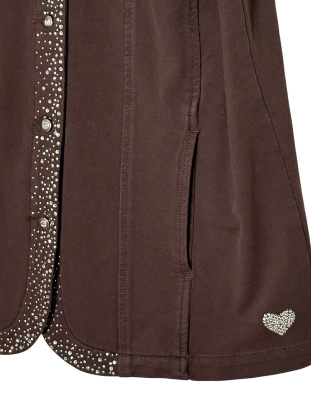 NWT Quacker Factory Brown Sparkle & Shine Rhinestone Twill Vest • Size Medium - Picture 2 of 10